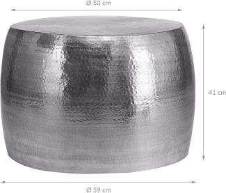 Couchtisch Ø 53x41 cm Silber aus Aluminium-Legierung in Hammerschlag-Technik WOMO-Design