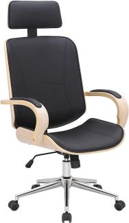 CLP Bürostuhl Dayton I Höhenverstellbarer Schreibtischstuhl Mit Kopfstütze, Farbe:Natura/schwarz