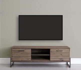 Ibbe Design Tv Tisch Lowboard Lackiert Massiv Akazie Holz Fernsehtisch Mallorca mit 2 Schubladen und Regal, 152x45x50 cm