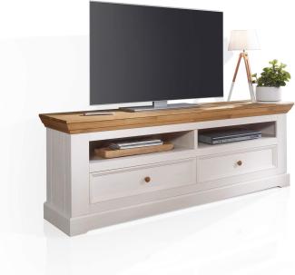Möbel-Eins BORNHOLM Lowboard II, Material Massivholz, Kiefer weiss/eichefarbig