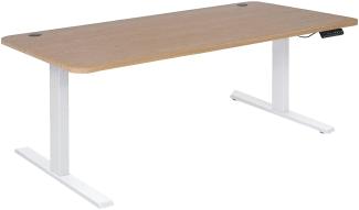 Schreibtisch HWC-D40, Computertisch, elektrisch höhenverstellbar 160x80cm 53kg ~ hellbraun, weiß