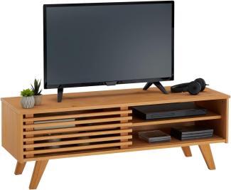 IDIMEX Lowboard Sean, schöner Fernsehtisch mit 2 Fächer, praktisches TV Möbel mit Schiebetür, reizendes Sideboard aus massiver Kiefer gebeizt