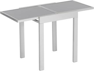Merxx Gartentisch ausziehbar Aluminium, Glas silber 65 cm x 65 cm x 75 cm