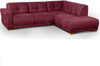 Cavadore Ecksofa Modeo, mit Federkern, Sofa in L-Form im modernen Landhausstil, Holzfüße, 261 x 77 x 214, Lederoptik, rot