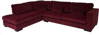 Ecksofa HWC-J58, Couch Sofa mit Ottomane links, Made in EU, wasserabweisend ~ Samt bordeaux-rot