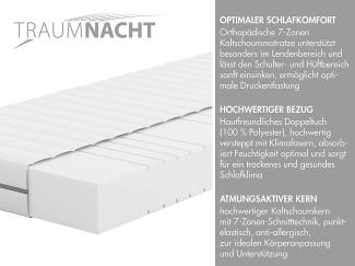 Traumnacht Orthopädische 7-Zonen Kaltschaummatratze, Härtegrad 2 (H2 - mittel), Öko-Tex zertifiziert, 90 x 200 cm, Höhe 16 cm, produziert nach deutschem Qualitätsstandard