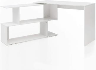 Wohnling 'FB51521' Design Schreibtisch mit Ablage und Regal, Weiß Matt, 119 x 78 x 49 cm