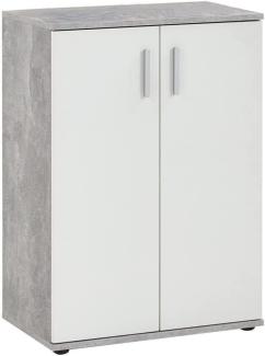 FMD Schrank mit 2 Türen Weiß und Grau