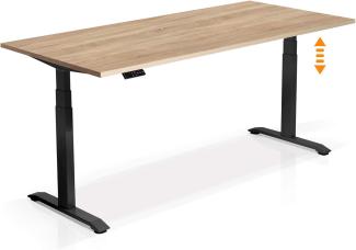 Möbel-Eins OFFICE ONE elektrisch höhenverstellbarer Schreibtisch / Stehtisch, Material Dekorspanplatte schwarz 180x80 cm Eiche sonomafarbig