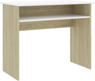 Schreibtisch, Spanplatte Weiß/ Sonoma-Eiche, 90 x 50 x 74 cm