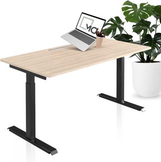 Der Selbstbewusste - Elektrisch höhenverstellbarer Schreibtisch (MO Five & 160 x 80 cm Tischplatte Eiche)