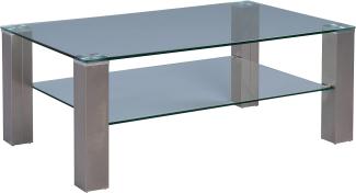 Couchtisch CILO 2 Tisch modern Glas Edelstahl Metall