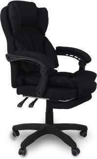 Trisens Bürostuhl mit gepolsterten Armlehnen und Kopfunterstützung, ergonomisch und höheverstellbar, Stoff Schwarz, (95-105) x 70 x 65 cm