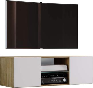 VCM TV Schrank Lowboard Tisch Board Fernseh Sideboard Wandschrank Wohnwand Holz Sonoma-eiche/Weiß 40x115x36 cm "Jusa"