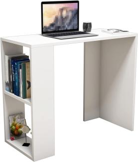Schreibtisch Aars mit 2 Ablagen 75 x 90 x 40 cm Weiß [en. casa]