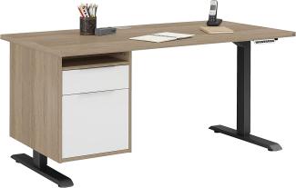 Schreibtisch "5516" aus Spanplatte / Metall in Metall anthrazit - Sonoma-Eiche mit einer Schublade und einer Tür. Abmessungen (BxHxT) 150x120x80 cm