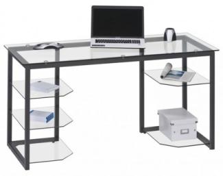 Schreibtisch 9552 mit Glasböden Metall anthrazit - Klarglas