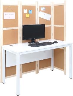'HWC-E94' Schreibtisch mit Trennwand, MDF weiß, 76 x 60 x 120 cm