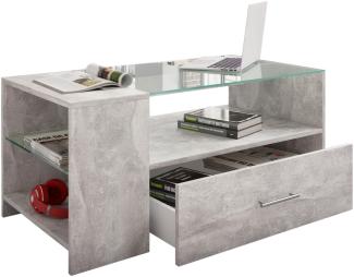 Glas Couchtisch Wohnzimmer Tisch Beistelltisch Sofatisch Stubentisch Beton Optik