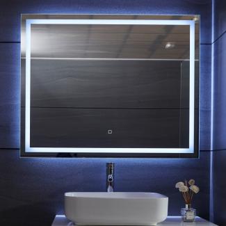 Aquamarin® LED Badspiegel - 100 x 80 cm, Beschlagfrei, Dimmbar, EEK A++, Energiesparend, mit Speicherfunktion - Badezimmerspiegel, LED Spiegel, Lichtspiegel, Wandspiegel für Bad