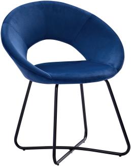 Esszimmerstuhl Design-Sessel Samt blau Metallbeine schwarz LENNY 524424