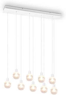 LED Pendelleuchte Industrial 9 flammig Weiß mit Milchglas, Breite 102cm