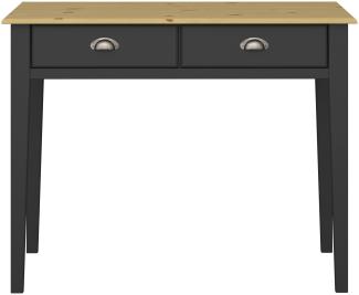 'Noah' Schreibtisch mit zwei Schubladen, Kiefer schwarz, 79 x 95 x 45 cm