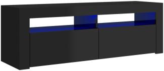 vidaXL TV-Schrank mit LED-Leuchten Hochglanz-Schwarz 120x35x40 cm
