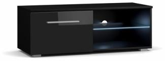 Lowboard "Moon" TV-Unterschrank 100 cm schwarz Hochglanz inkl. LED