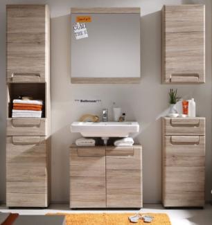 Malea' Badmöbel Set 5-teilig Eiche San Remo hell, mit Wandspiegel, ohne Waschbecken