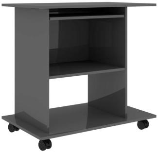 PC-Tisch, Spanplatte Hochglanz-Grau, 80 × 50 × 75 cm Spanplatte