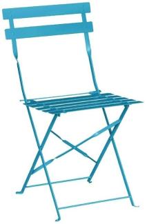 Bolero klappbare Terrassenstühle Stahl azurblau, 2 Stück, Sitzhöhe: 44cm, 80 x 38,7 x 47,1cm