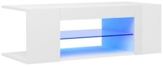 TV-Schrank mit LED-Leuchten Hochglanz-Weiß 90x39x30 cm