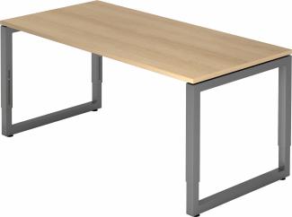 bümö® Schreibtisch R-Serie höhenverstellbar, Tischplatte 160 x 80 cm in Eiche, Gestell in graphit