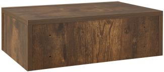 Juskys Wandregal Nachttisch hängend 2er Set Holz 46x30x15 cm BTH - 1 Schublade & Ablage pro Nachtkommode - Wandmontage - Nachtschrank Natur