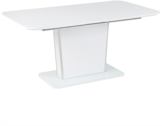 Esstisch Weiß Silber MDF-Platte 160 200 x 90 cm Ausziehbar für 6 Personen Rechteckig Sicherheitsglas mit breitem Sockel Modern Küche Esszimmer