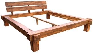 SalesFever Bett Balkenbett aus Akazie 140 x 200 Holz natur