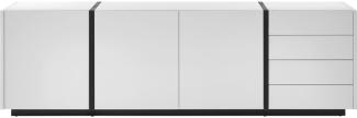 Sideboard Design-M in weiß matt und Fresco grau 210 x 65 cm