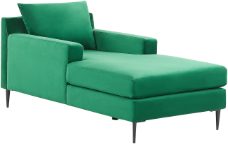 Chaiselongue Grün Samtstoff mit Armlehnen und Kissen Modernes Design Minimalistischer Stil Relaxliege für Wohnzimmer Schlafzimmer