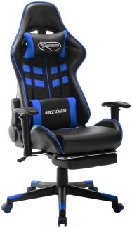 vidaXL Gaming-Stuhl mit Fußstütze Schwarz und Blau Kunstleder [20510]
