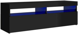 vidaXL TV-Schrank mit LED-Leuchten Hochglanz-Schwarz 120x35x40 cm, Mit Beleuchtung [804380]