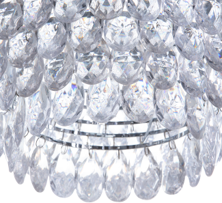 'Sauer' Hängeleuchte Silber Acrylglas rund mit Kristallen Kronleuchter-Optik Glamour Stil
