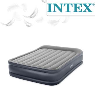 Intex Luftbett mit integrierter Luftpumpe, grau, 203 x 152 x 42 cm