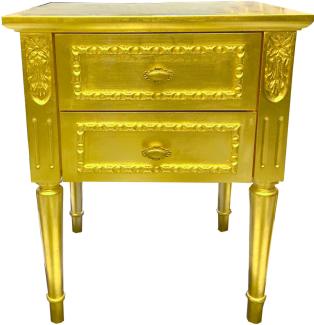 Casa Padrino Luxus Barock Nachtkommode Gold - Massivholz Nachttisch - Kommode mit 2 Schubladen - Handgefertigte Barock Möbel