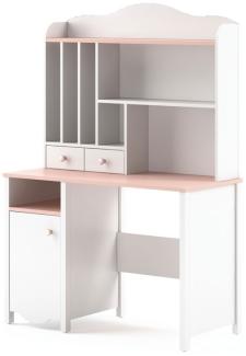 Schreibtisch "Mia" Schülerschreibtisch 110x51cm weiß rosa mit Aufsatz