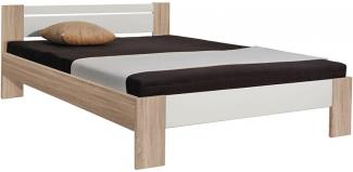 'Vega'Bett mit Rollrost und Matratze, Sonoma Eiche/Weiß, 140 x 200 cm