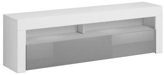 Lowboard "Mex" TV-Unterschrank 160 cm weiß grau Hochglanz