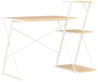 Schreibtisch mit Regal, Weiß/ Eiche, 116 × 50 × 93 cm