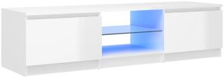 vidaXL TV-Schrank mit LED-Leuchten Hochglanz-Weiß 140x40x35,5 cm