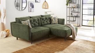 Ecksofa SALO Couch in Velours grün inkl. Kissen 251x186 cm